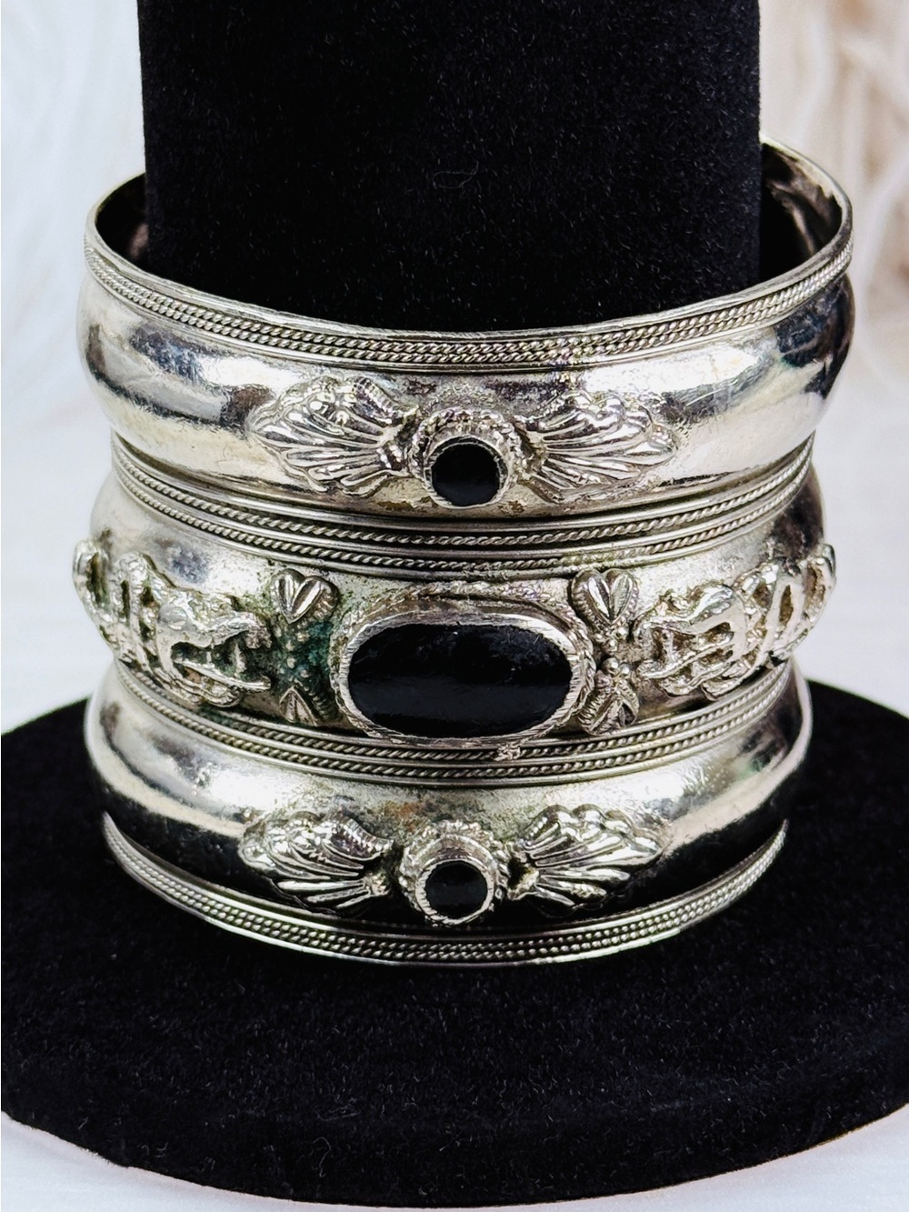 Bohemian chic, aged Silvertone, large, wide band, cuff bracelet